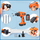 Punëtori lodër për fëmijë Fujifilm Deluxe Tool Set, 2 në 1 tavolinë dhe kuti mjetesh, gri portokalli