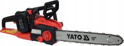 Sharrë zinxhiri pa kabllo Yato 36V, 2x 4Ah, shufër 16", e kuqe