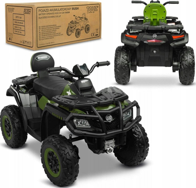 ATV elektrik për fëmijë Toyz Rush, me bateri, 2 shpejtësi, jeshil ushtarak