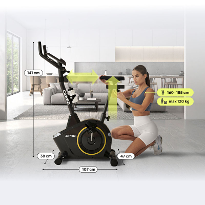 Biçikletë stacionare magnetike Zipro Boost Gold, kompjuter LCD, deri 120 kg, e zezë