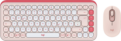 Set tastierë dhe maus Logitech POP Keys, Bluetooth, i vogël, rozë me të bardhë
