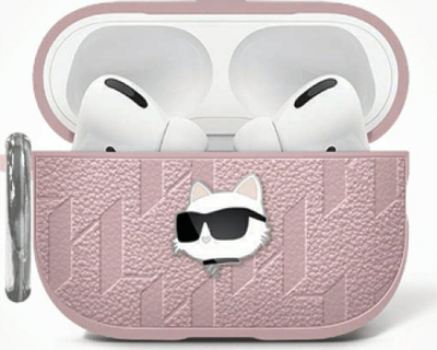 Kuti mbrojtëse Karl Lagerfeld Monogram Choupette Head për AirPods 4, rozë
