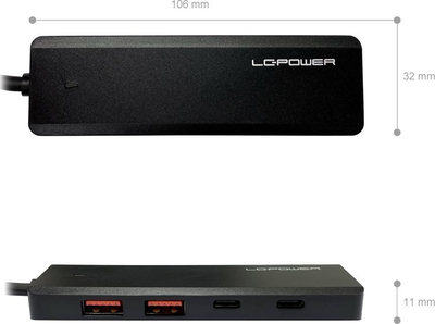 HUB USB LC-Power LC-HUB-U3-4-C, USB 3.2 Gen 2, 4 porta, i zi