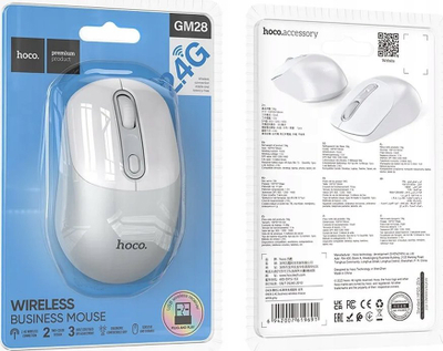 Maus wireless Hoco GM28, 2.4G, optik, gri me të bardhë