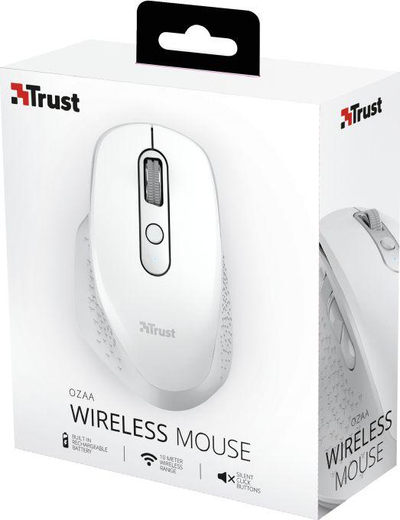 Maus Trust Ozaa, wireless, USB, i bardhë
