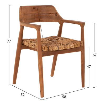 Karrige druri teak natyral 58×52×77 cm (HM9401.01)