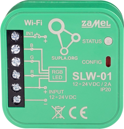 Kontrollues LED RGB Wi Fi Zamel SLW-01, 12–24V DC 2A, i gjelbër