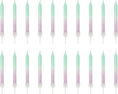 Qirinj dekorativë Partydeco Glitter Mermaid, 6 cm, set me 20 copë, jeshile aqua dhe livandë me shkëlqim