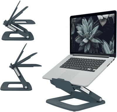 Стенд за лаптоп Leitz Ergo Adjustable Multi Angle, прилагодлива висина, 80% рециклирана пластика, црна