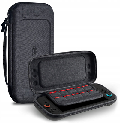 Kuti mbrojtëse Tech-Protect Hardpouch për Nintendo Switch 2, e fortë, gri e errët