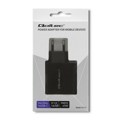 Adapter i brendshëm Qoltec 51717, 42W, dalje 5V 20V, i zi