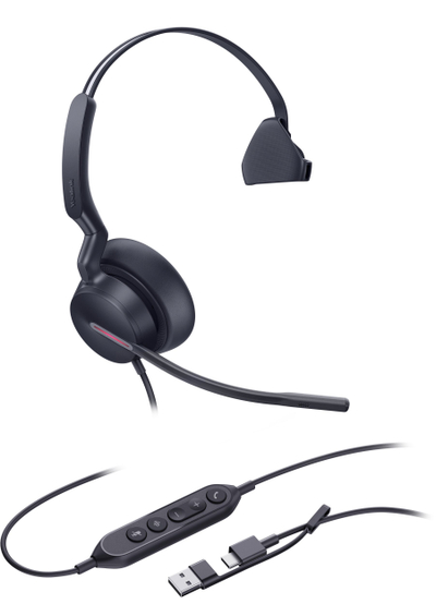Kufje Yealink UH46 Mono, USB-C/USB-A, me mikrofon, të zeza