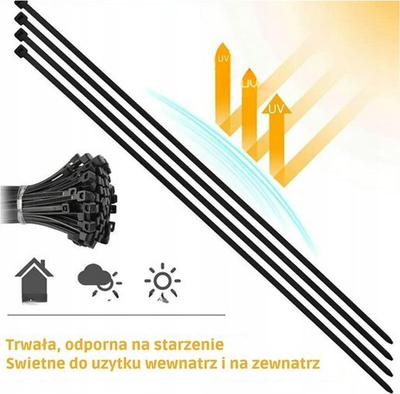 Lidhëse kabllosh plastike, 2.5x200 mm, set me 100 copë, të zeza