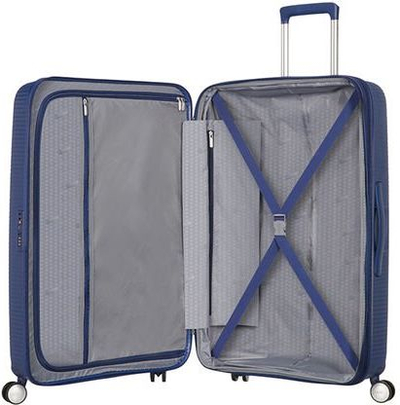 Куфер American Tourister SoundBox Medium, 4 тркала, проширлив, темно сина