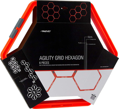Set unaza agility Avento Agility Grids, 6 copë, gjashtëkëndore që lidhen bashkë, të kuqe