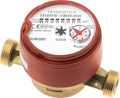 Ujëmatës BMETERS GSD8 I, për ujë të ngrohtë, 1/2", 2.5 m3/h, i kuq