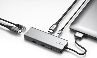 Hub USB C LINQ 7in2 D2 Pro MST, multiport, me rrjet Gigabit Ethernet, gri antracit