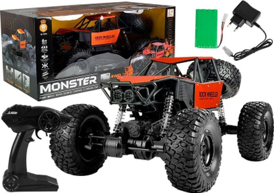Makinë lodër Monster Truck Leantoys me pult 2.4GHz, shkallë 1:8, portokalli
