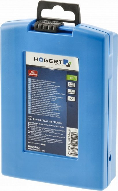 Set frezash për hekur Hogert HT6D190, 6 copë, me shtresë titani, blu