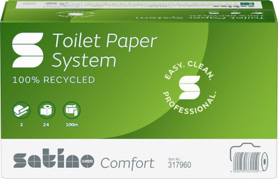Letër tualeti Satino JT3 Comfort System Roll 317960, 2-shtreshe, 100 m, e bardhë