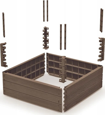 Bordurë kopshti Woody Garden Border Base, 75 x 75 x 25 cm, plastikë, ngjyrë tullë rustike