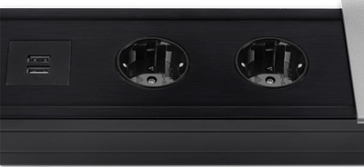 Mediaport tavoline Spacetronik SPS-S24S V2, 2x prizë Schuko, karikues USB, ngjyrë argjendtë