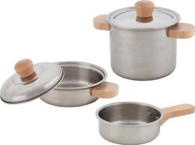 Set gatimi për fëmijë Goki Cooking Set, 2 tenxhere, 1 tigan, metalik