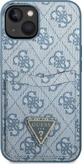 Mbulesë telefoni Guess GUHCP13SP4TPB për iPhone 13 mini 5.4", xhep për kartela, blu
