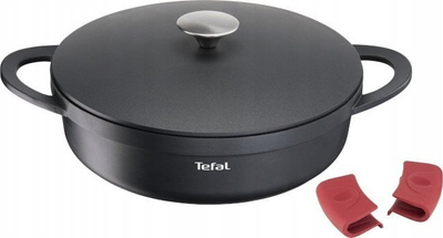 Tigan servirje Tefal Trattoria, 28 cm, alumini i derdhur, i zi