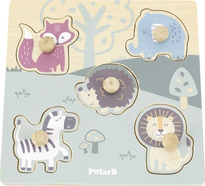 Puzzle druri me kunja Viga PolarB Kafshët, 5 pjesë