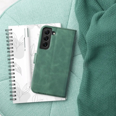 Kabull telefon Tender Book për Samsung Galaxy A13 4G, lëkurë eko, me magnet, jeshile