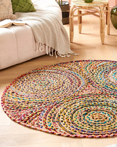 Tapet rrumbullak Modern Hippie, pambuk, 140 cm, shumëngjyrësh