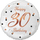 Balon folie Godan B&amp;C Happy 30 Birthday, 18", rrumbullak, e bardhë rozë-ari
