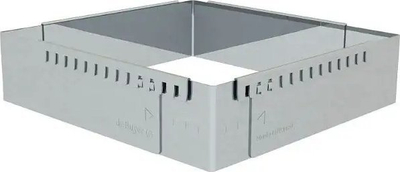 Formë katrore e rregullueshme për torta Orion, 30 cm, çelik inox, argjendtë