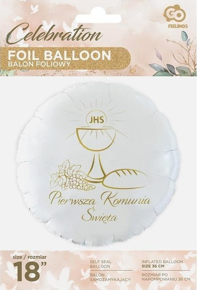 Балон фолија Godan First Holy Communion Chalice, 18\", бел