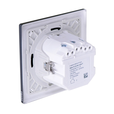 Prizë murale inteligjente Fibaro FGWSONF-011-8, Type F, 110-230V, e zezë