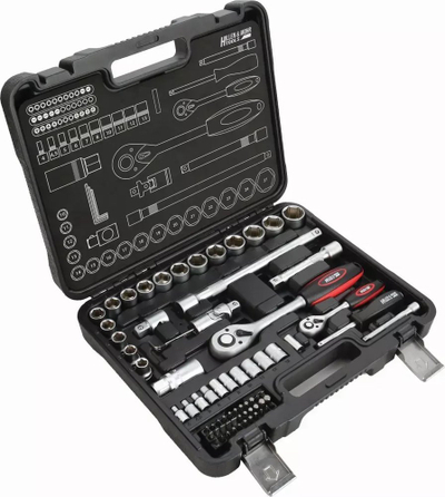 Set çelësa me kokë Hillen&amp;Mohr 17K072A, 1/2" 1/4", krom vanadium, në kuti plastike të zezë
