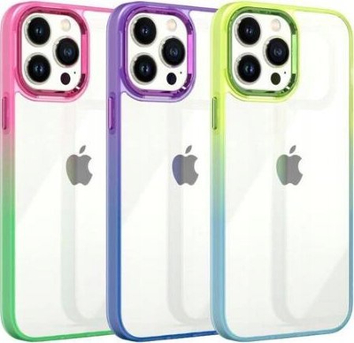 Kapak telefoni MX Rainbow për iPhone 15 Pro Max, 6.7", transparent, rozë jeshile