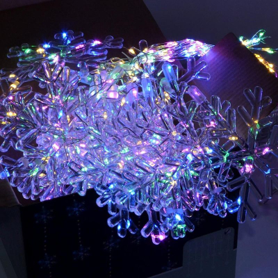 Perde dritash dekorative Koopman Snowflakes, 200x200 cm, 408 LED, shumëngjyrëshe