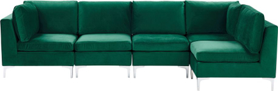 Divan kënd EVJA modular, 5 vende, kadife, jeshile