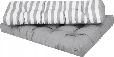 Set jastëkësh për divan paletash HOBBYGARDEN LEO, 120x80 cm, material Oxford, gri me vija të bardha