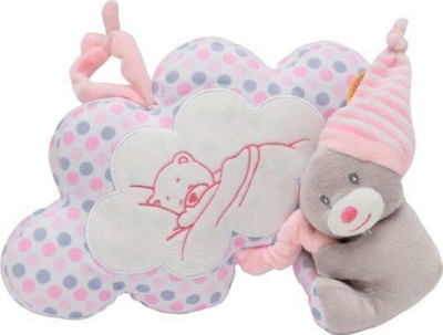 Lodër muzikore Deef Bear With Cloud, me kordon tërheqës, ariush pelushi, rozë