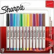 Set markera permanent Sharpie Ultra Fine, 12 copë, shumëngjyrësh