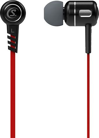 Kufje in-ear Somostel SMS-SJ01B, 3.5 mm, kabllo e sheshtë, të zeza me të kuqe