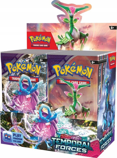 Kuti booster Pokémon TCG Scarlet & Violet Temporal Forces, display box, për koleksionistë