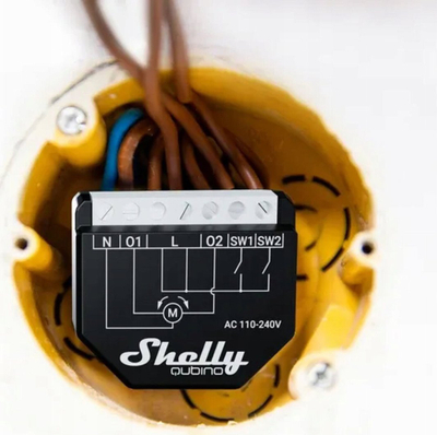 Modul roletash Shelly Qubino Wave Shutter, Z Wave, 2 kanale, i zi e bardhë