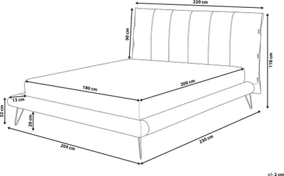 Shtrat Beliani Betin, 180x200 cm, lëkurë artificiale, krem e bardhë