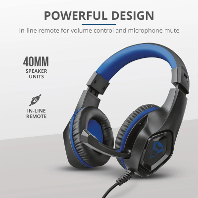 Kufje gaming Trust GXT 404B Rana, me mikrofon, me kabllo 3.5 mm, zi blu