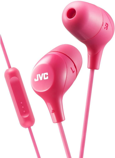 Слушалки in-ear JVC Marshmallow HAFX38MP, со микрофон, со далечински управувач, розова