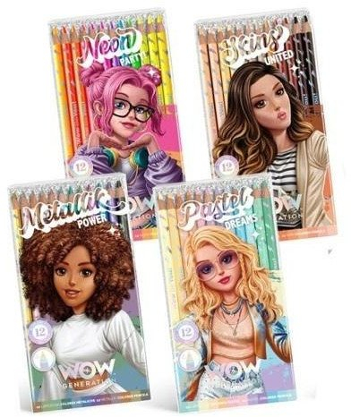 Set stilolapsash me ngjyra Kids Licensing Wow Generation Pastelli, 12 copa, shumëngjyrëshe